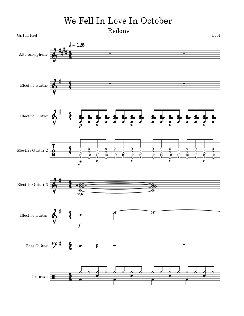 We Fell In Love In October Girl In Red Sheet Music And Tab For we-fell-in-love-in-october-girl-in-red-sheet-music-and-tab-for