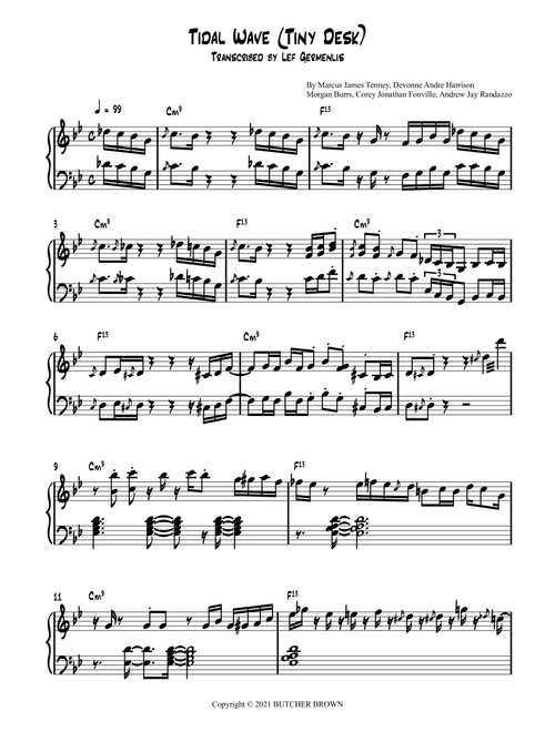 Tidal Wave (Arr. Lef Germenlis) - Butcher Brown (Piano Solo)