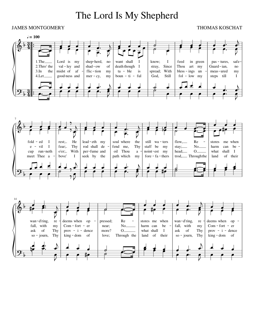 95 The Lord Is My Shepherd Sheet music for Piano (Solo) Easy ...