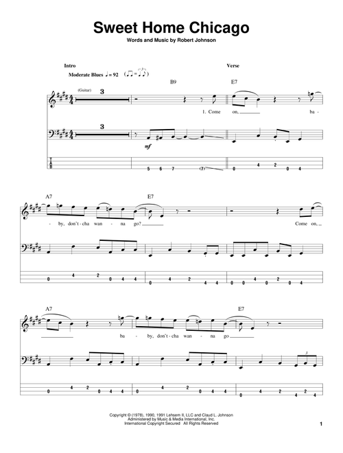 Sweet Home Chicago - Blues Brothers, Freddie King (Bass Tab)