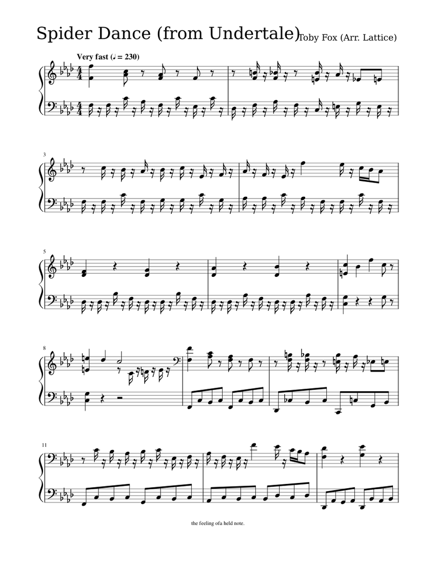 Undertale - Spider Dance - Lattice Sheet Music for Piano