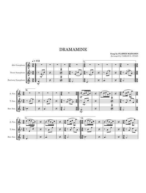 Dramamine (SAX ARRANGEMENT) | Flawed Mangoes