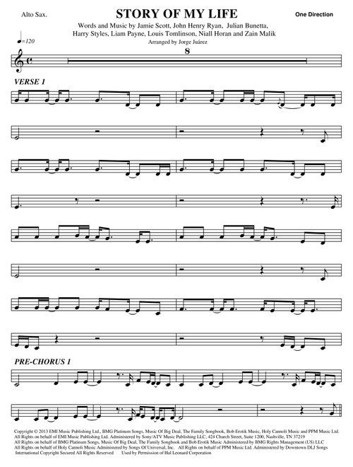 Story Of My Life (Arr. Jorge Juárez) - One Direction (Alto Sax Solo)