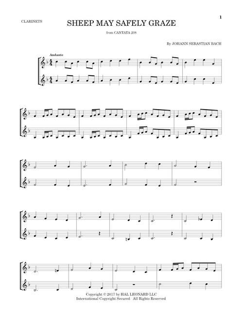 Sheep May Safely Graze - Johann Sebastian Bach (Clarinet Duet)