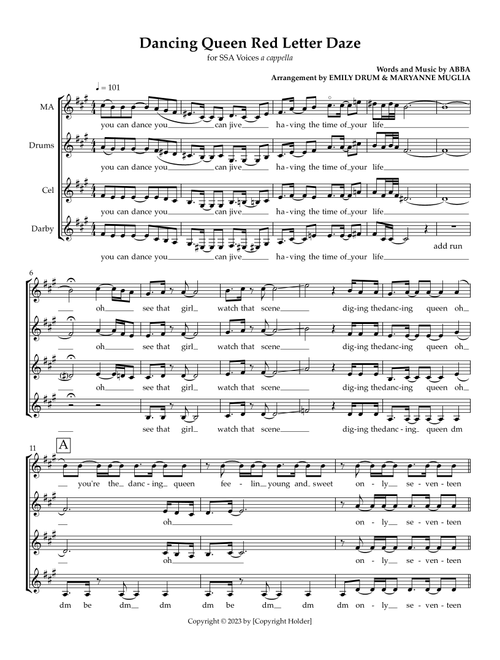Dancing Queen (Arr. Emily Drum) - ABBA (Choral, SSA)