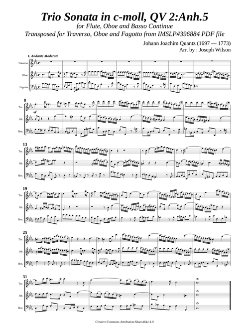Quantz, J. J. _ Trio Sonata c-moll, QV 2:Anh.5 [Trv, Ob, Bsn]
