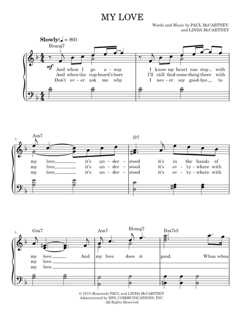 My Love - Paul McCartney & Wings (Easy Piano)