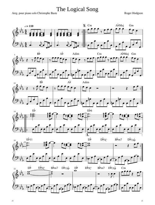 Supertramp The Logical Song piano solo sax