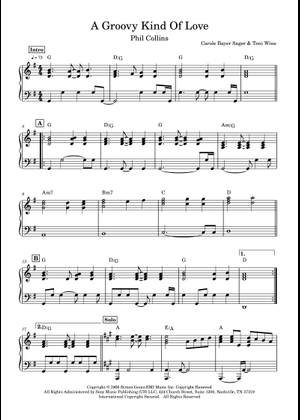 A Groovy Kind Of Love All Parts Sheet Music with Chords for