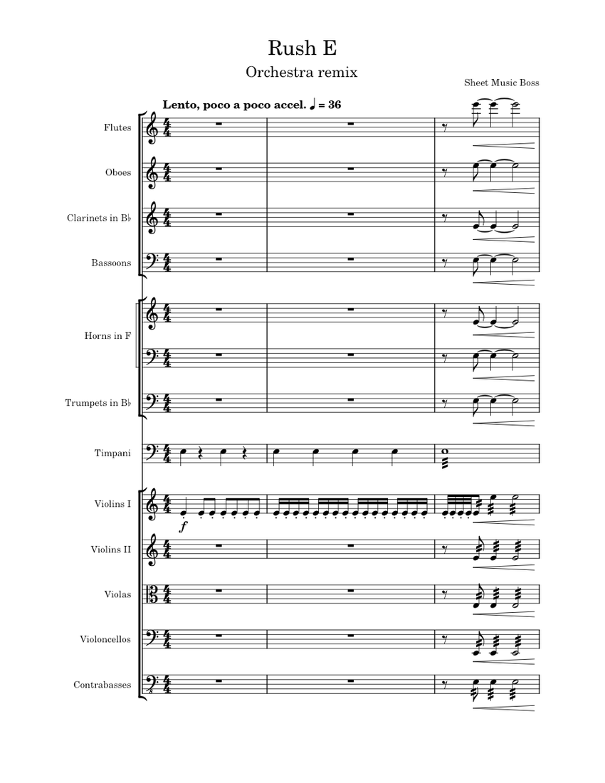 Rush E Sheet Music Boss Sheet music for Flute, Oboe, in b