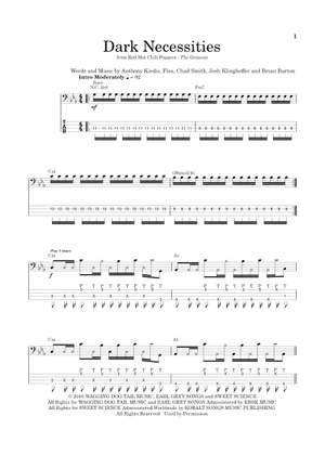 Dark Necessities - Red Hot Chili Peppers Sheet Music and Tab for