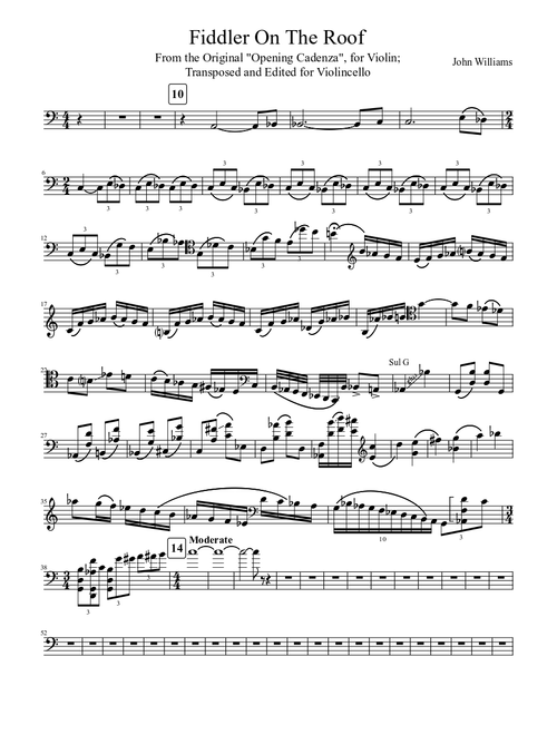 Fiddler On The Roof, Opening Violin Cadenza (Transcribed for Violincello)