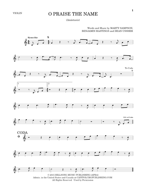 O Praise The Name (Anastasis) - Hillsong Worship (Violin Solo)