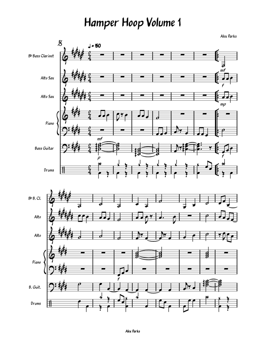 Hamper Hoop Volume 1 Sheet music for Piano, Clarinet bass, Saxophone ...