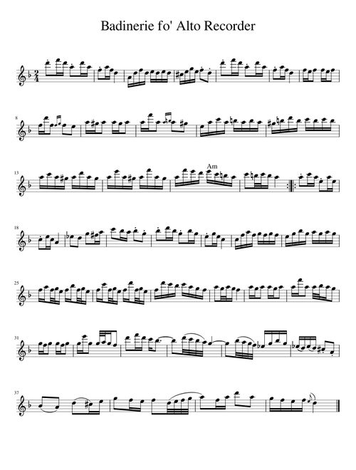 Bach: Badinerie fo' Alto Recorder