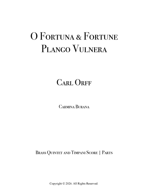 O Fortuna & Fortune plango vulnera (Carmina Burana) for Brass Quintet and Timpani (Arr. Julio Costa) - Carl Orff (Brass Ensemble)