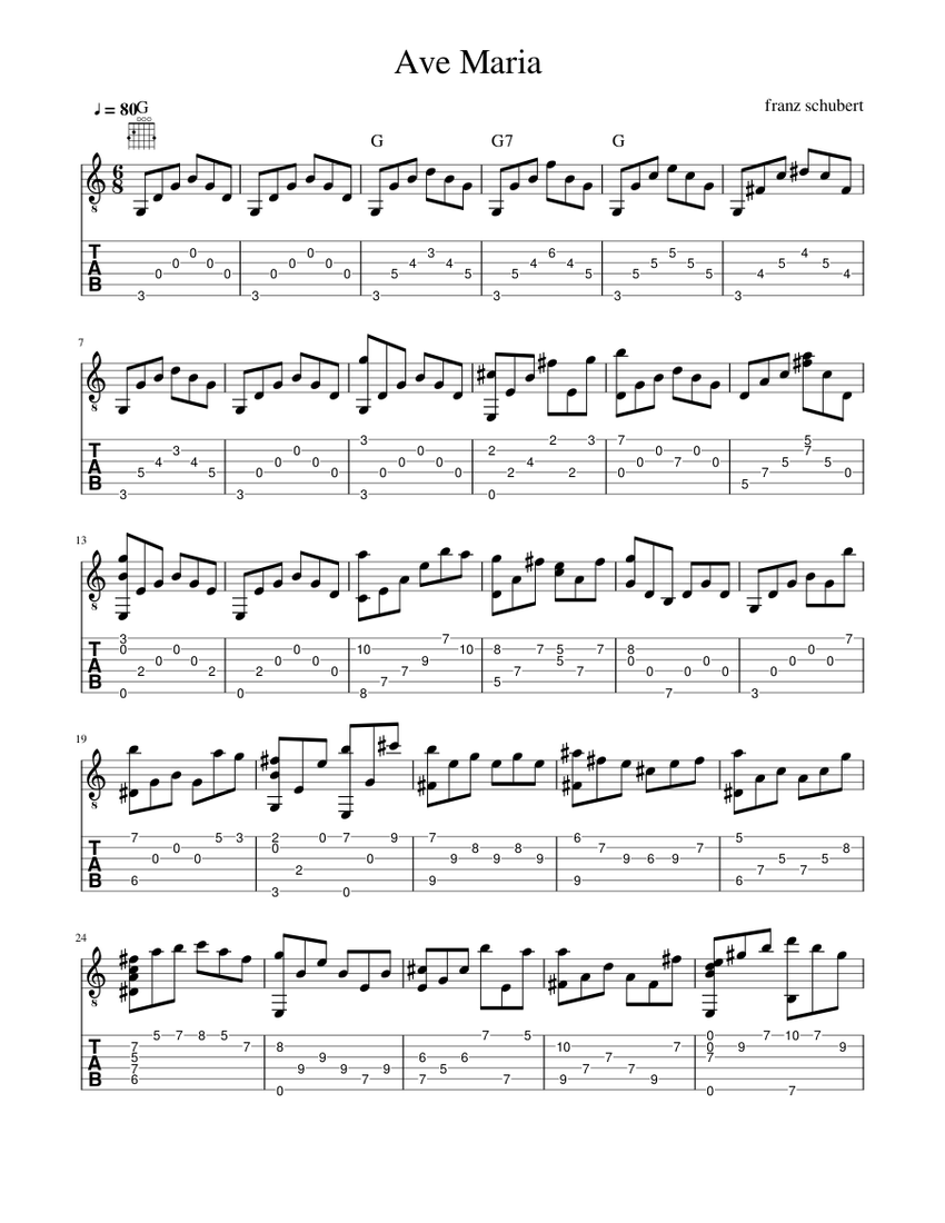 Ave Maria Sheet music for Guitar Solo Musescore