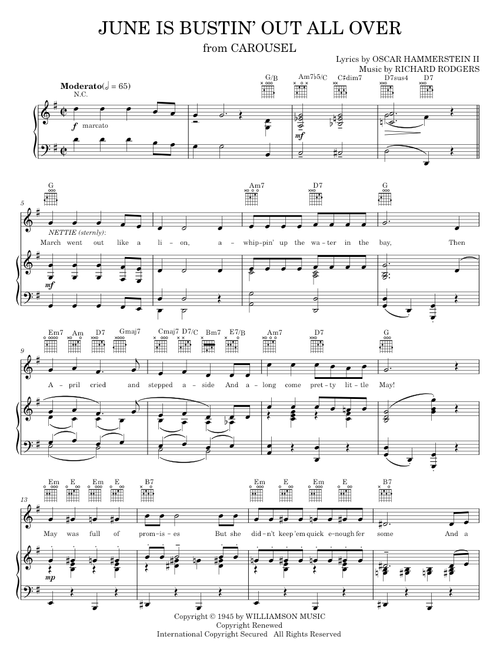 June Is Bustin' Out All Over - Carousel Musical, Rodgers & Hammerstein (Piano-Vocal-Guitar)