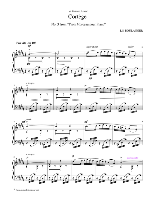 Cortège for piano - Lili Boulanger