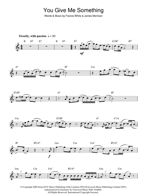 You Give Me Something - James Morrison (Lead Sheet - Fake Book)