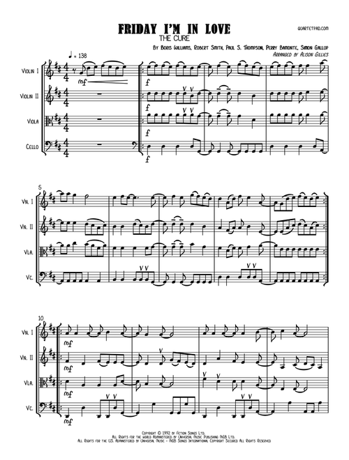 Friday I'm In Love (Arr. Alison Gillies) - The Cure (String Quartet)