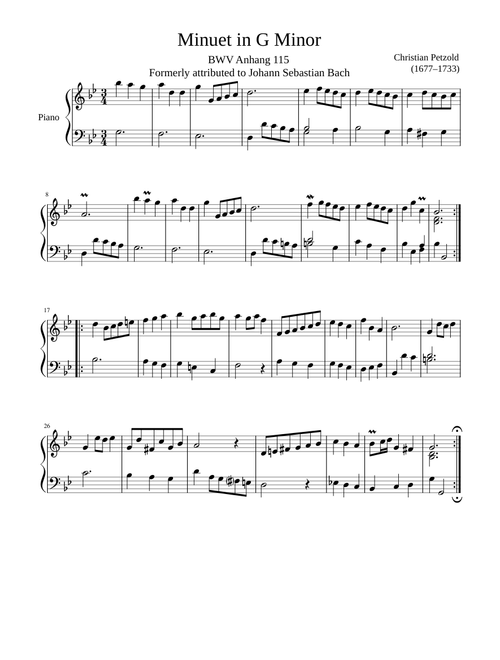 Minuet BWV Anhang 115 in G Minor