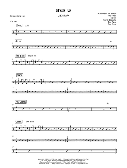 Given Up (Arr. Peter Evans) - Linkin Park (Drums)