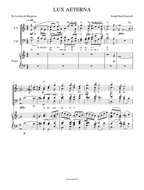 LUX AETERNA - Joseph Karl Doetsch (Small Ensemble)