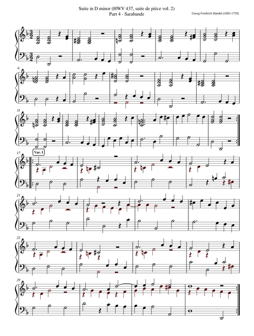 Sarabande, Suite in D minor (HWV 437)