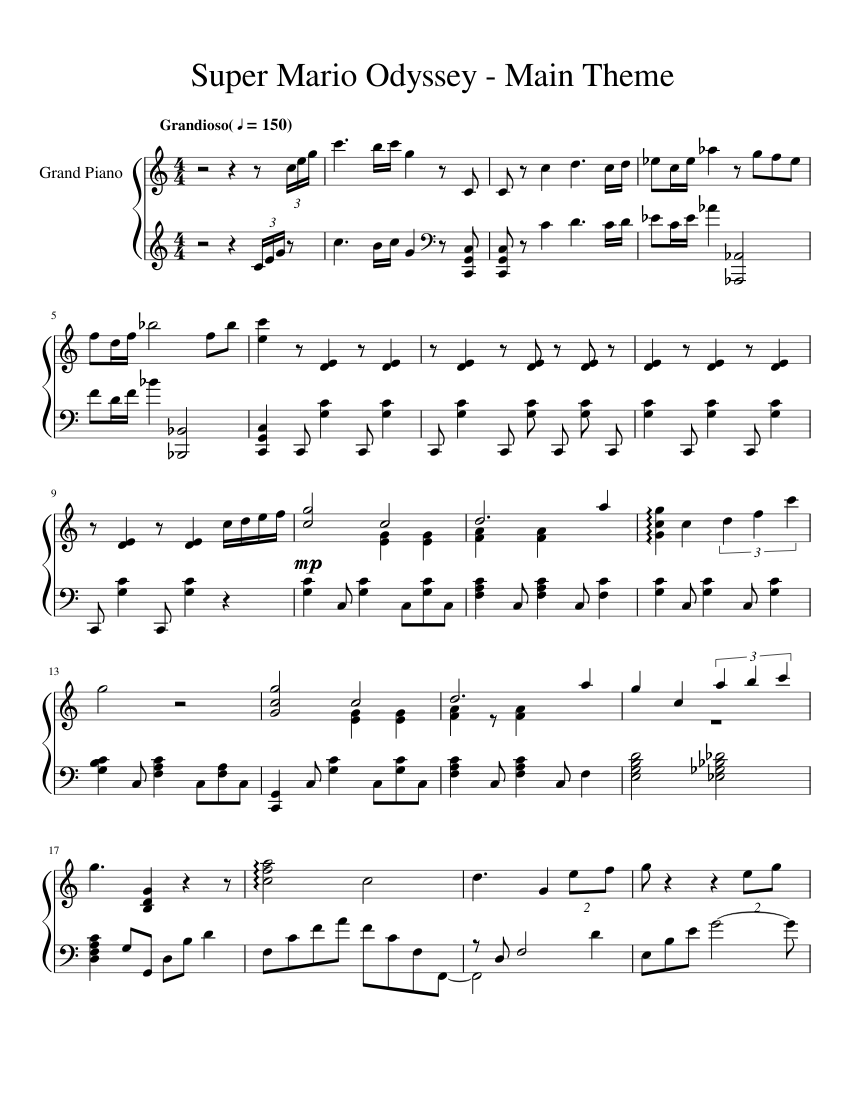 Super Mario Odyssey Main Theme Sheet Music for Piano (Solo) | MuseScore.com