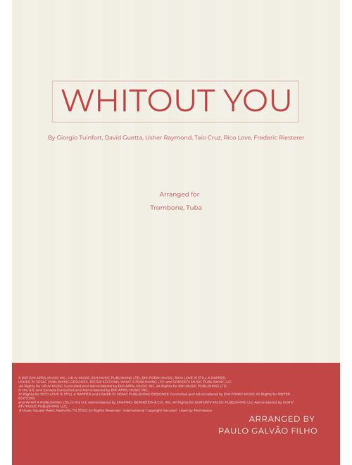 Without You (Arr. Paulo Galvao Filho) - David Guetta Featuring Usher (Instrumental Duet)
