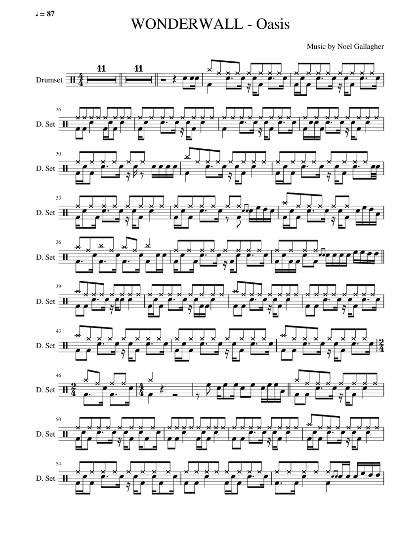 Wonderwall Drum only Sheet music for Drum group (Solo)