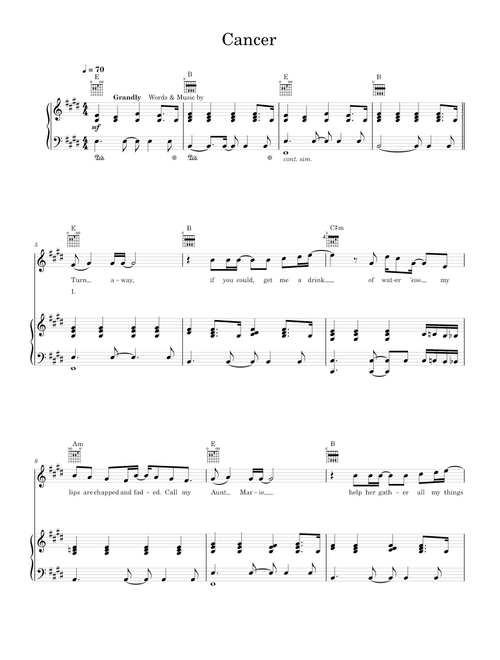 Cancer - My Chemical Romance (Piano-Voice-Guitar)