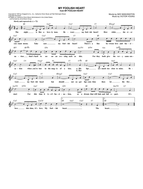 My Foolish Heart - Bill Evans, Demensions (Lead Sheet - Fake Book)