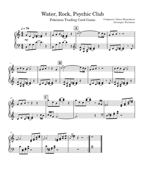 Pokemon Trading Card Game sheet music by GamingPiano4 | Play, print, and  download in PDF or MIDI sheet music on Musescore.com