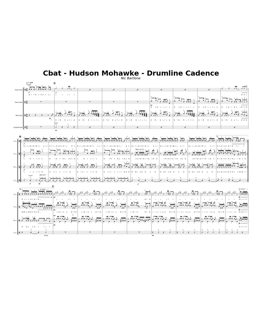 Cbat Hudson Mohawke Drumline Cadence Sheet music for Snare drum