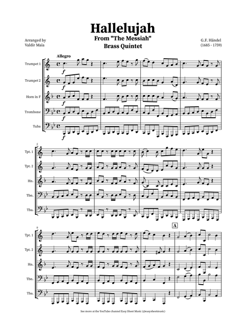 Hallelujah Chorus from Messiah - Brass Quintet (Arr. Valdir Maia) - George Frideric Handel (Brass Ensemble)