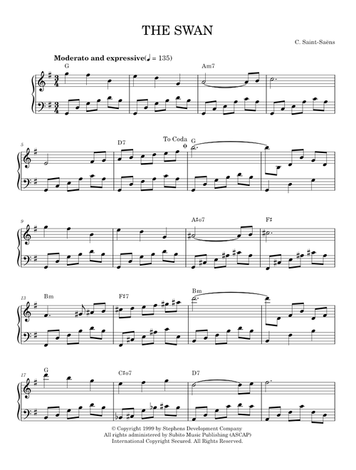 The Swan - Camille Saint-Saëns (Piano Solo)