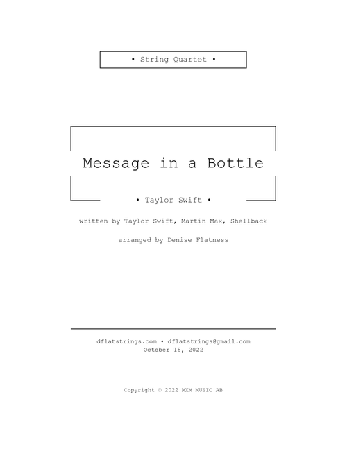 Message In A Bottle Taylor S Version From The Vault (Arr. Denise Flatness) - Taylor Swift (String Quartet)