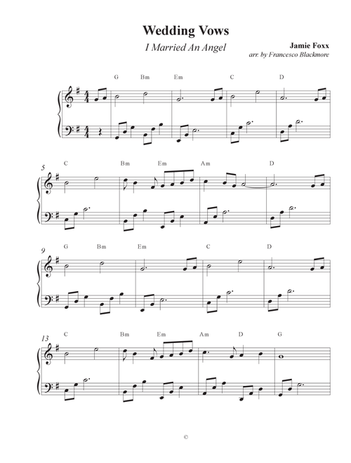 Wedding Vows (Arr. Francesco Blackmore) - Jamie Foxx (Piano Solo)