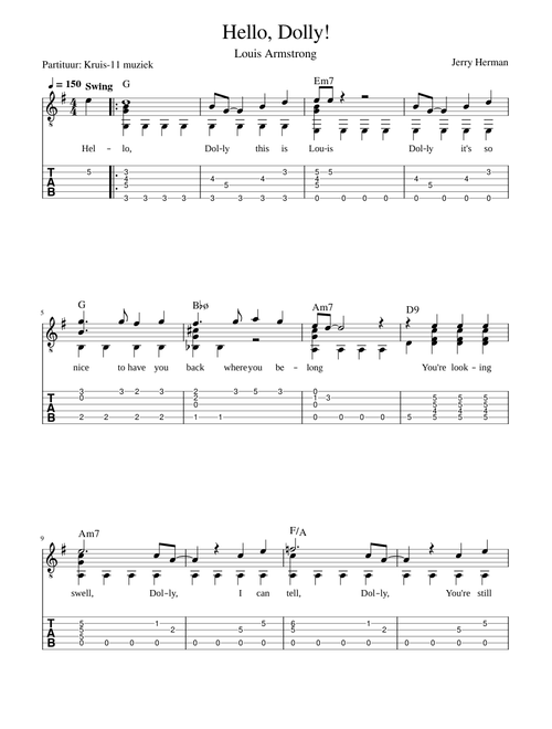 Louis Armstrong - Hello Dolly – guitar TAB