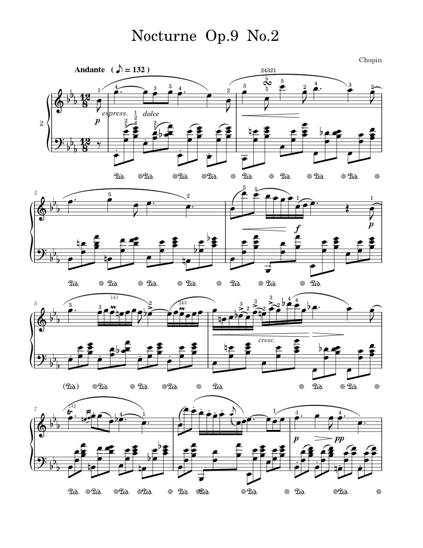 Nocturne Op 9 No 2 E Flat Major Frédéric Chopin Sheet Music For