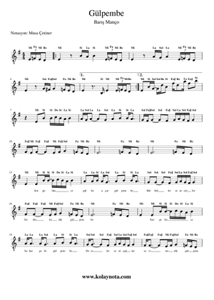 Gülpembe Sheet Music and Tab with Chords for Guitar (Solo) | MuseScore.com