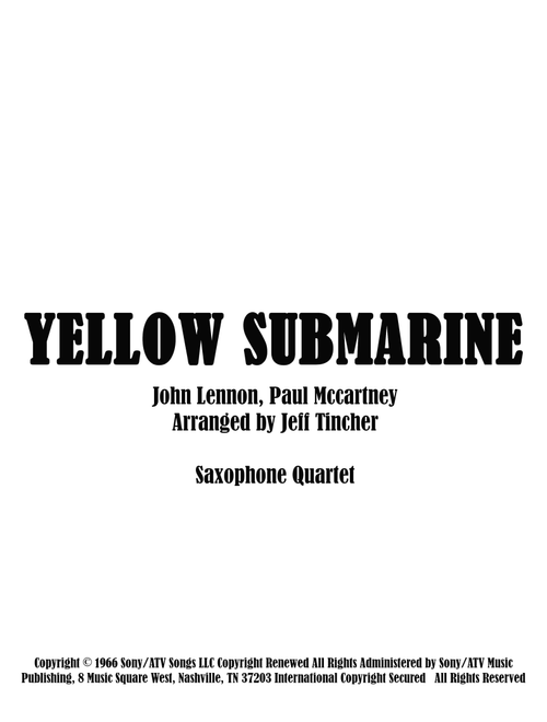 Yellow Submarine (Arr. Jeff Tincher) - The Beatles (Woodwind Ensemble)