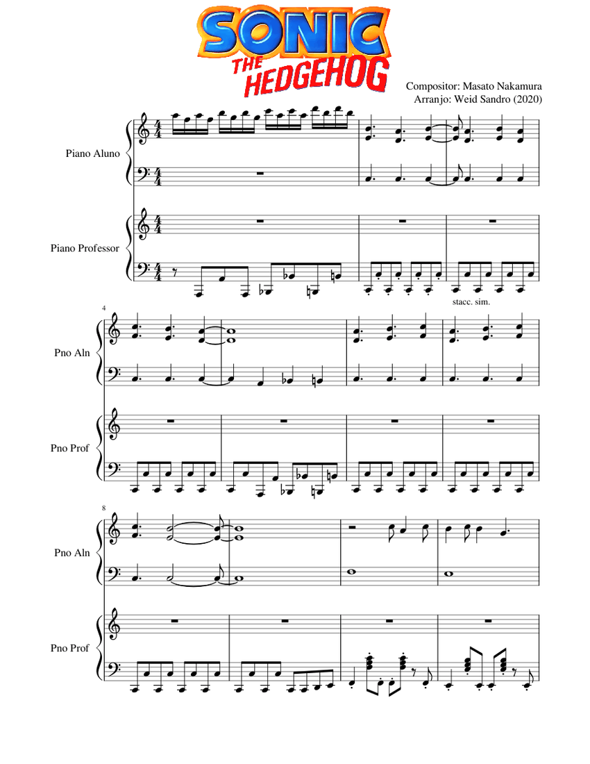 Sonic Music Note Sonic The Hedgehog Sheet Music for Piano (Piano Duo) | MuseScore.com