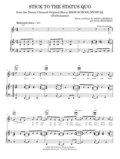 Stick To The Status Quo (from High School Musical: The Musical: The Series) - Cast of High School Mu (Piano-Vocal-Guitar)
