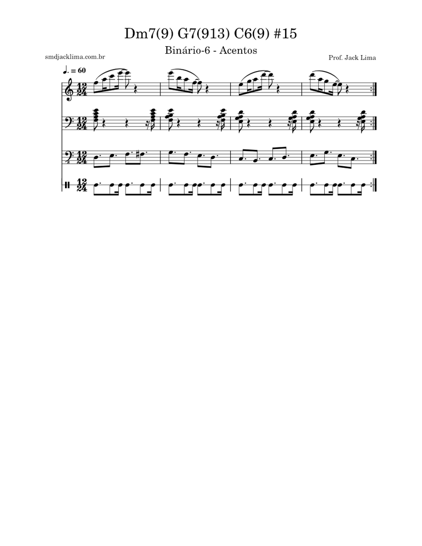 Dm7(9) G7(913) C6(9) Prof. Jack Lima Dicionário de Ritmo Binário6 15 Sheet music for