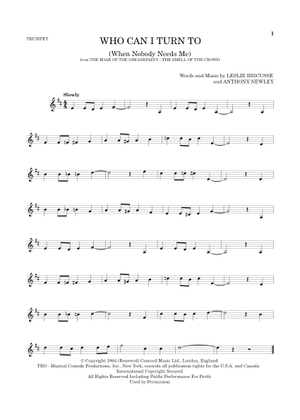 Who can I turn to (When nobody needs me) – Leslie Bricusse