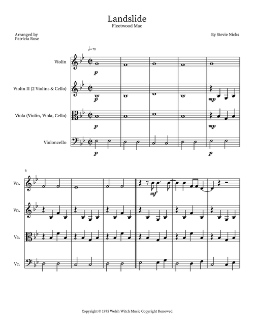 Landslide (Arr. Patricia Rose) - Fleetwood Mac (String Ensemble)
