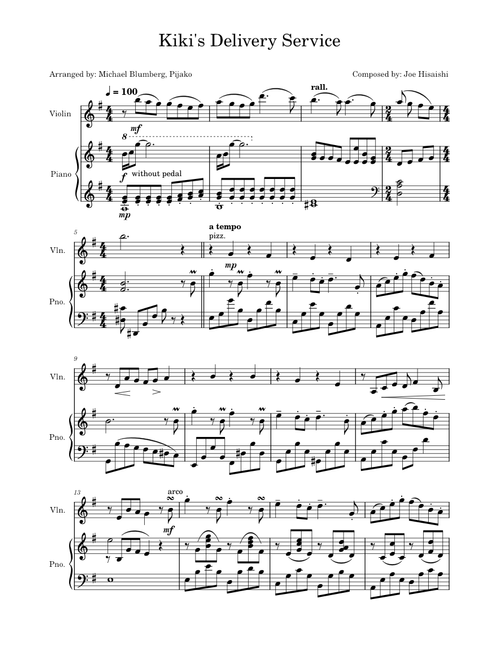 Kiki's Delivery Service – Joe Hisaishi (Violin & Piano duet)